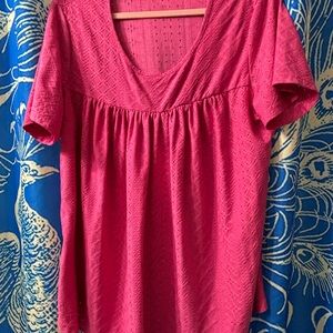 Hot Pink Short Sleeve Women's Top 2X